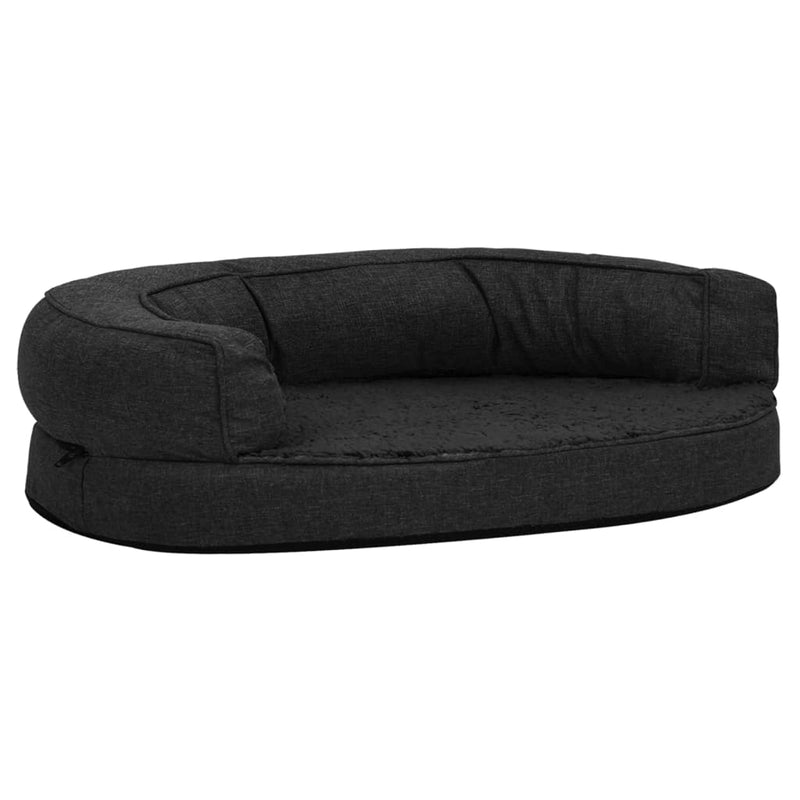 Afbeelding laden in galerijviewer, VidaXL Hondenbed ergonomisch linnen-look 75x53 cm fleece zwart
