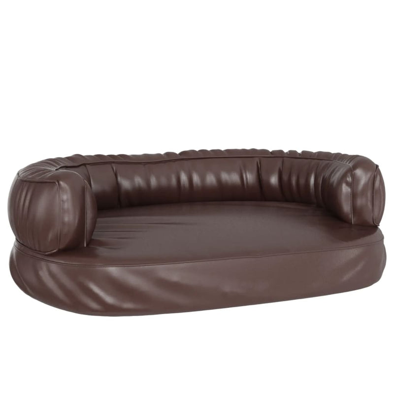 Afbeelding laden in galerijviewer, Vidaxl hondenmand met ergonomisch schuim 60x42 cm kunstleer bruin
