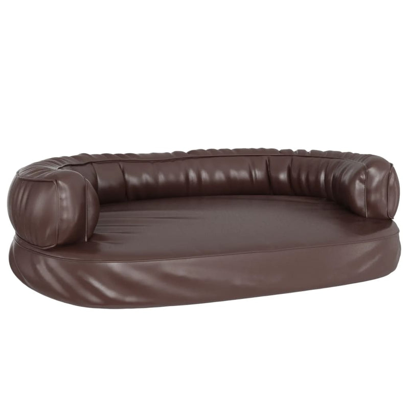 Afbeelding laden in galerijviewer, Vidaxl hondenmand met ergonomisch schuim 88x65 cm kunstleer bruin
