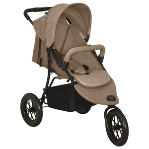Vidaxl kinderwagen staal taupe