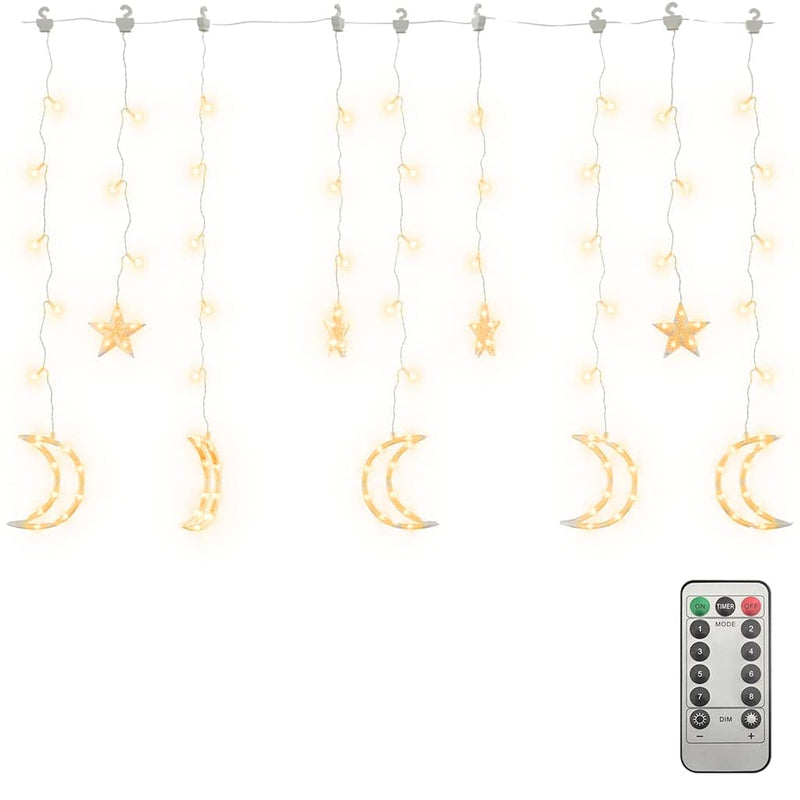 Load image into Gallery viewer, Vidaxl lichtslinger ster en maan afstandsbediening 345 led's warmwit

