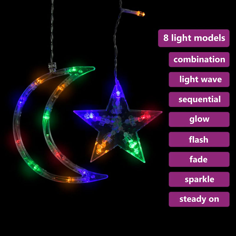 Load image into Gallery viewer, Vidaxl lichtslinger ster en maan 345 led's meerkleurig
