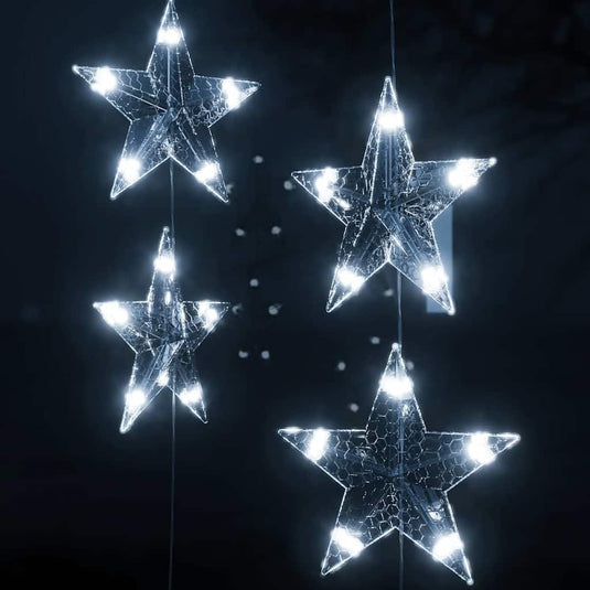 Vidaxl lichtsnoergordijn sterren met 200 led's en 8 functies koudwit