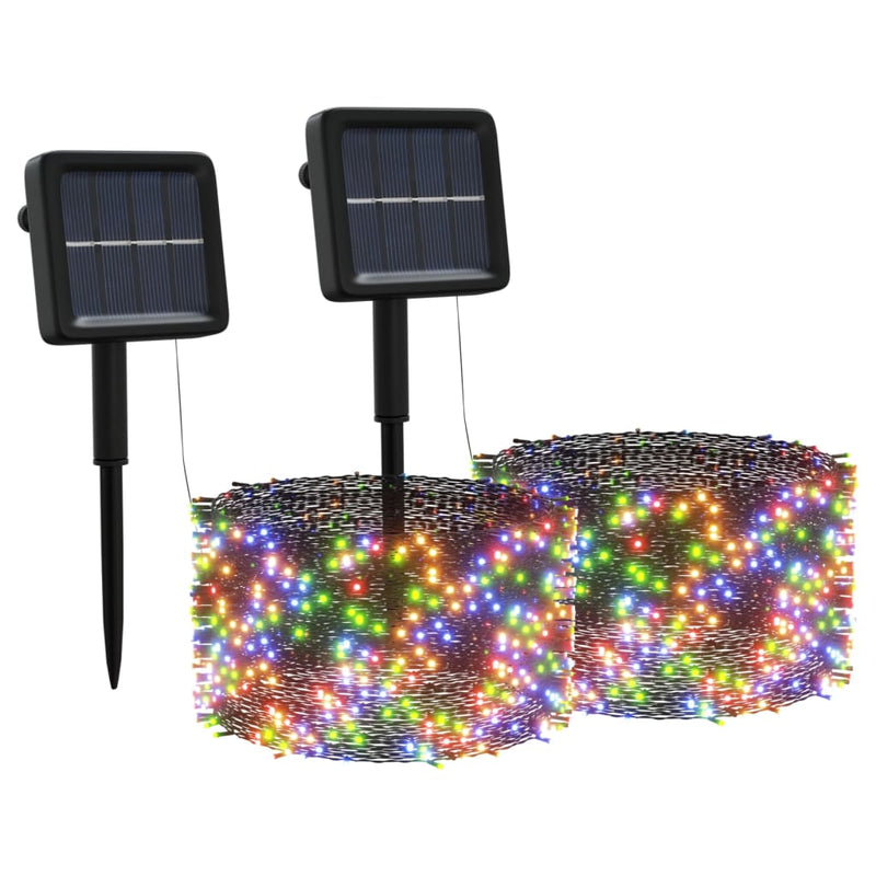 Load image into Gallery viewer, Vidaxl lichtsnoeren 2 st 2x200 led's solar binnen buiten meerkleurig
