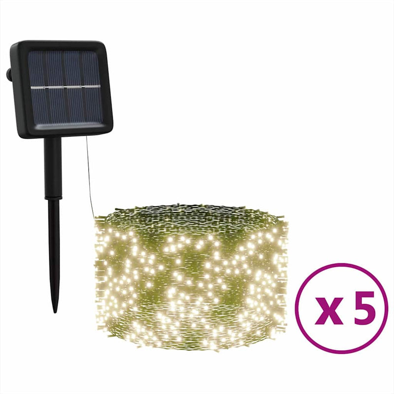 Load image into Gallery viewer, Vidaxl 5 st lichtslinger met 200 led's solar binnen buiten warmwit
