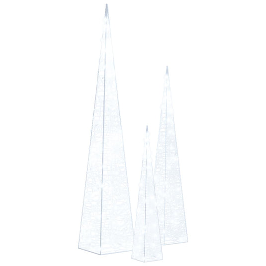 Vidaxl lichtkegelset decoratief led 30 45 60 cm acryl koudwit