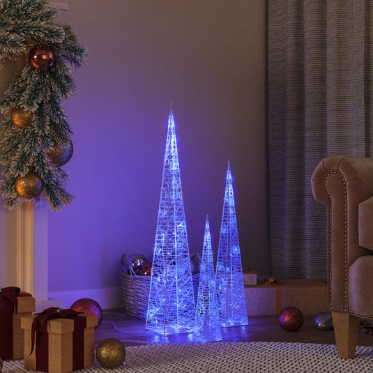 Vidaxl lichtkegelset decoratief led 30 45 60 cm acryl blauw