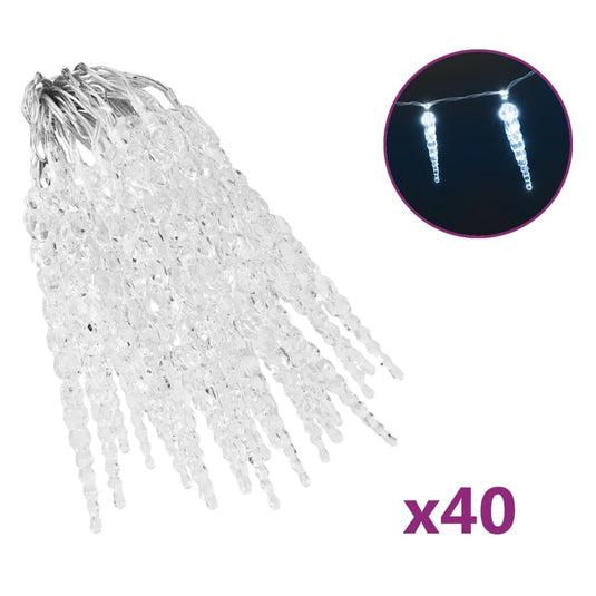 VidaXL Kerstverlichting ijspegel met 40 LED's acryl koudwit