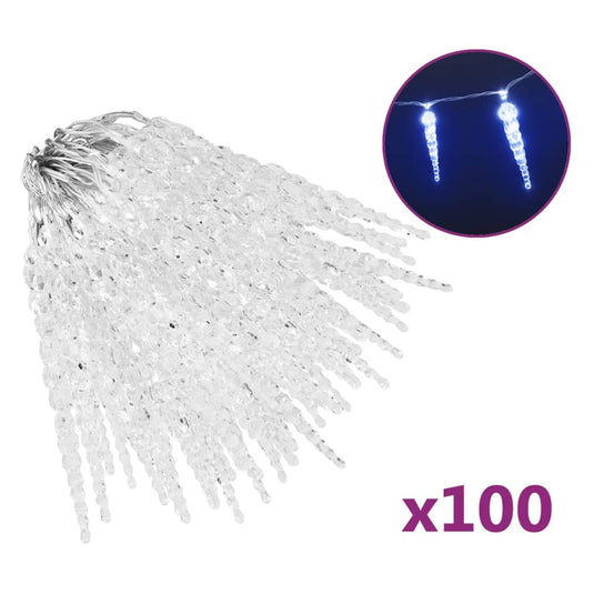 VidaXL Kerstverlichting ijspegel met 100 LED's acryl blauw