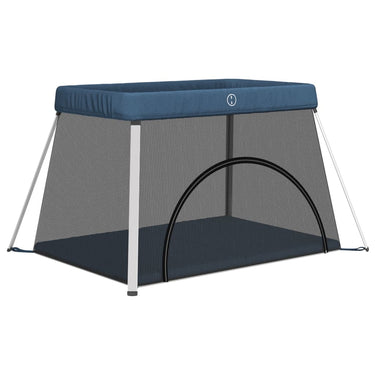 Vidaxl babybox met matras linnen marineblauw