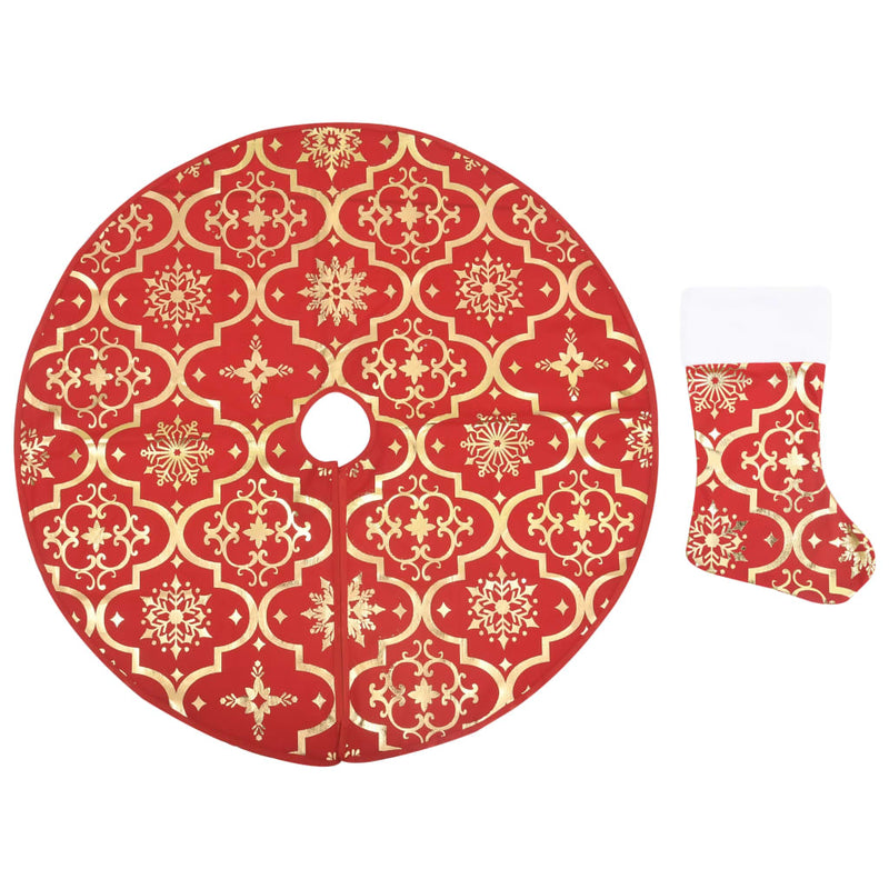 Load image into Gallery viewer, Vidaxl luxe kerstboomrok met sok rood 150 cm stof
