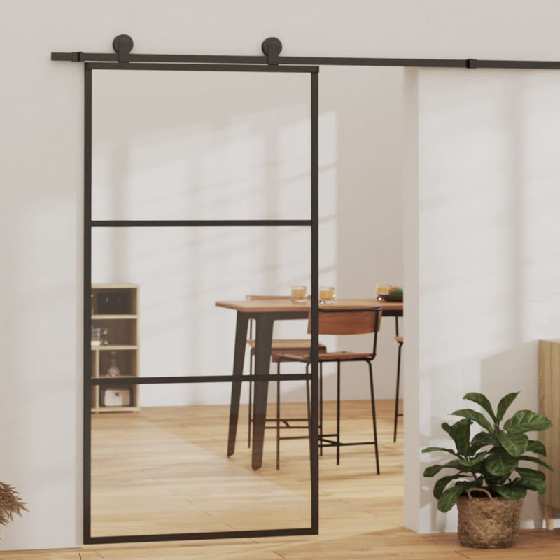 Load image into Gallery viewer, Vidaxl schuifdeur 102x205 cm esg-glas en aluminium zwart
