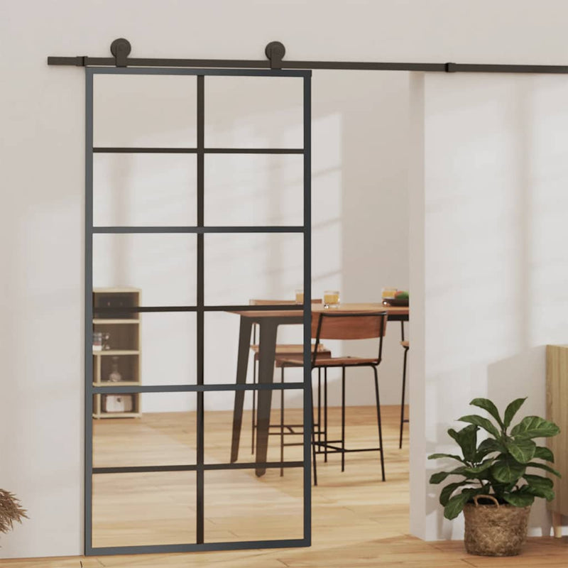 Load image into Gallery viewer, Vidaxl schuifdeur 90x205 cm esg-glas en aluminium zwart
