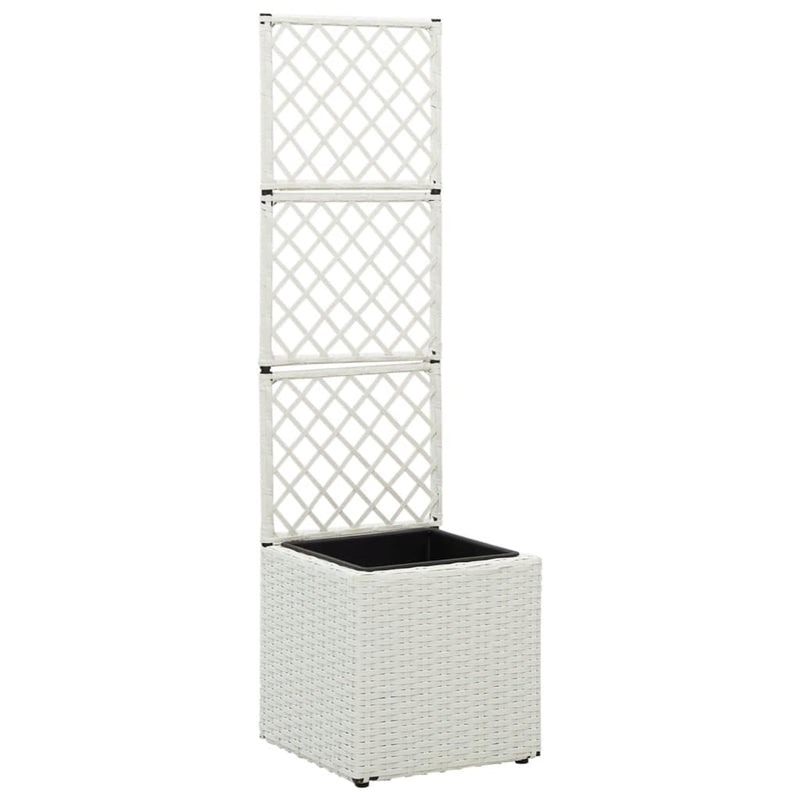 Load image into Gallery viewer, Vidaxl latwerkplantenbak verhoogd met 1 pot 30x30x107 cm rattan wit
