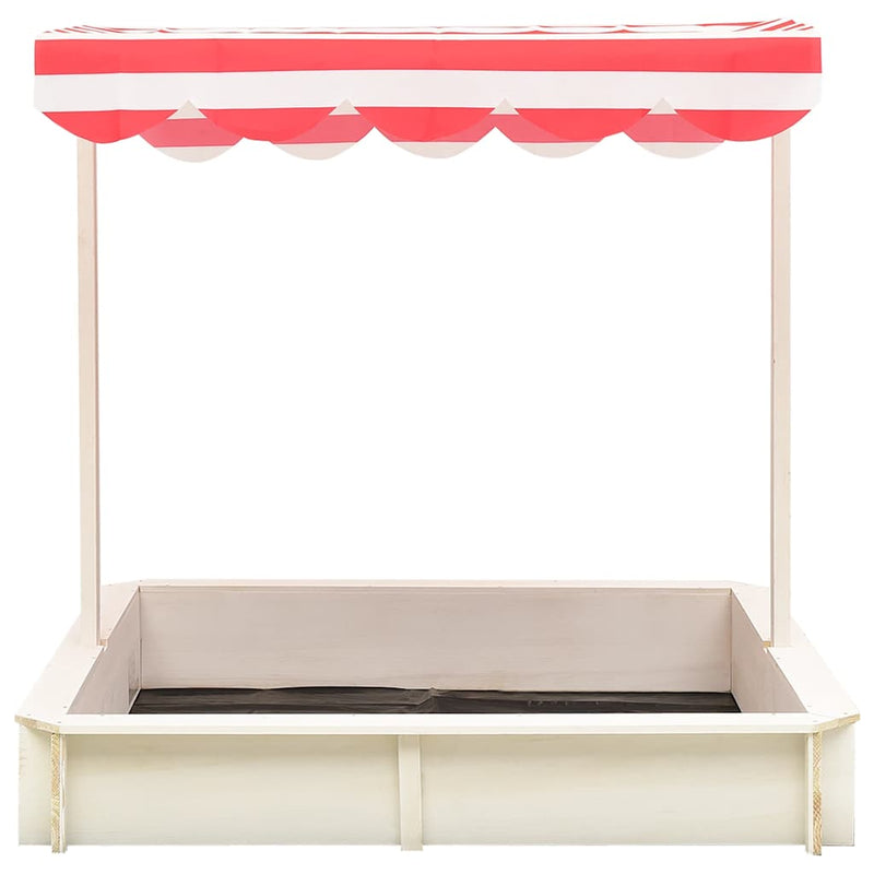 Load image into Gallery viewer, Vidaxl zandbak met verstelbaar dak uv50 vurenhout wit en rood
