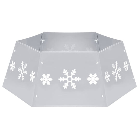 Vidaxl kerstboomrok ø68x25 cm zilverkleurig en wit