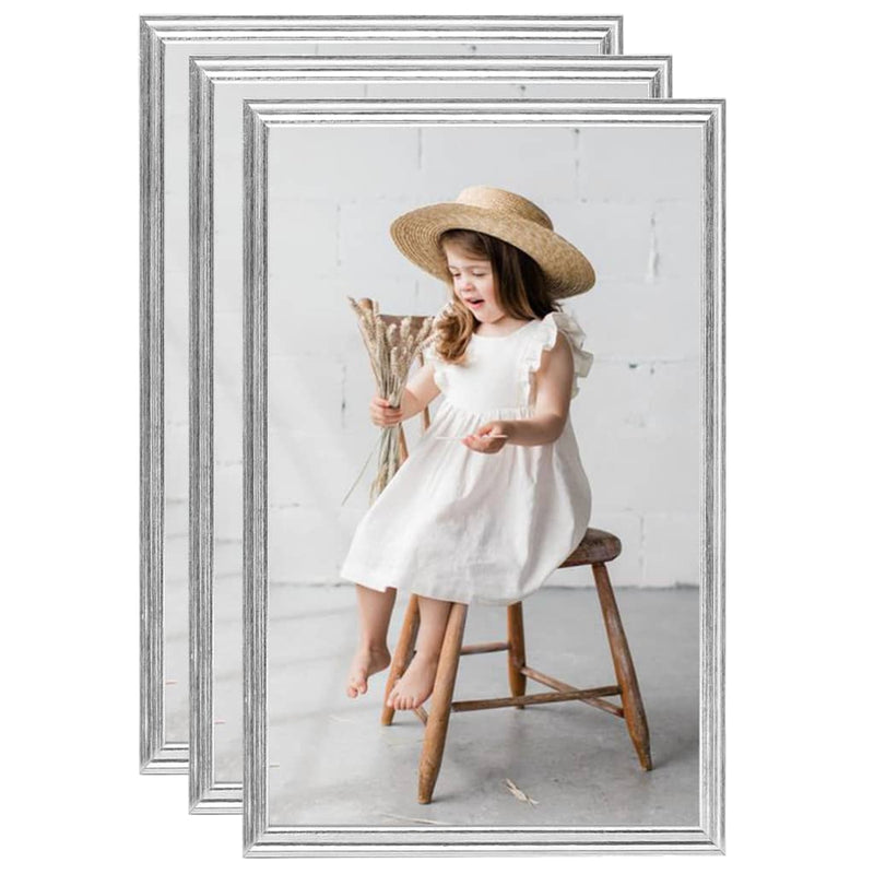 Load image into Gallery viewer, VidaXL Fotolijsten 3 st voor tafel 13x18cm MDF zilverkleurig

