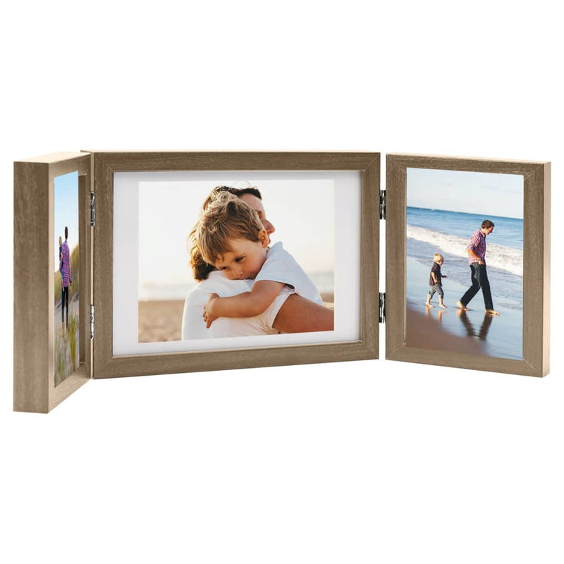 Load image into Gallery viewer, Vidaxl fotolijst drieluik 28x18 cm+2x(13x18 cm) lichtbruin
