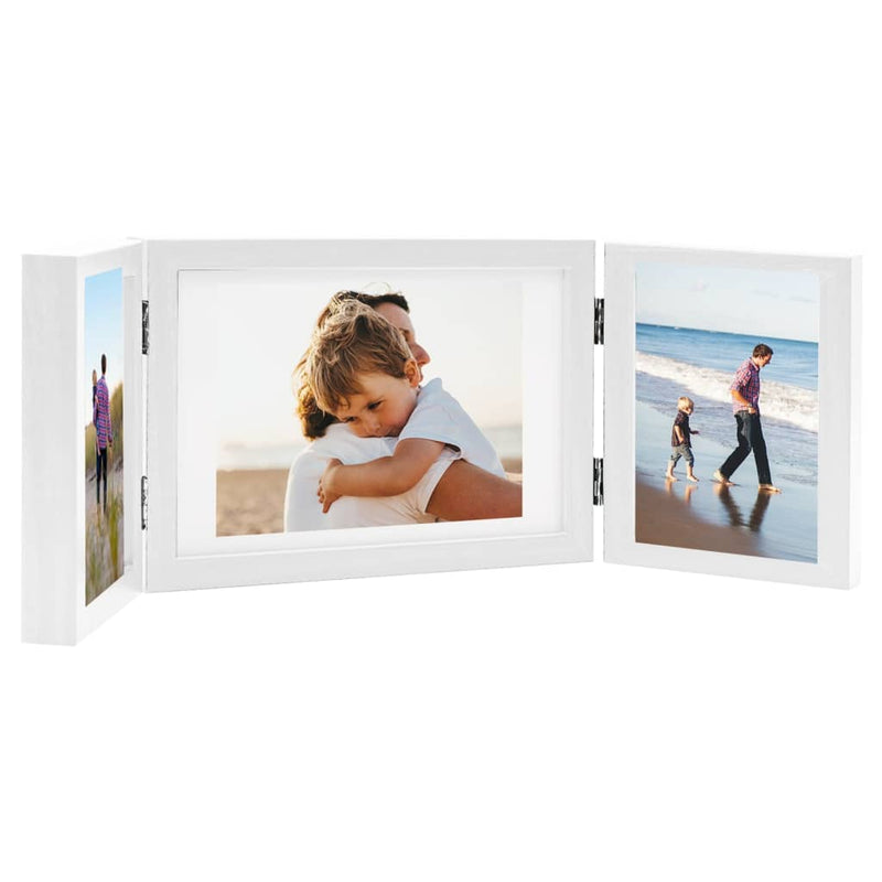 Load image into Gallery viewer, Vidaxl fotolijst drieluik 28x18 cm+2x(13x18 cm) wit
