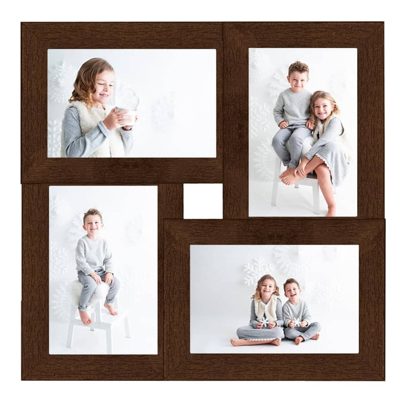 Load image into Gallery viewer, Vidaxl fotolijst voor 4x(10x15 cm) foto mdf donkerbruin
