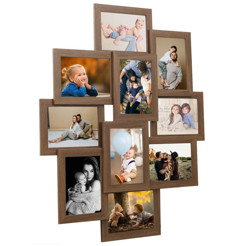 Load image into Gallery viewer, Vidaxl fotolijst voor 10x(10x15 cm) foto mdf lichtbruin
