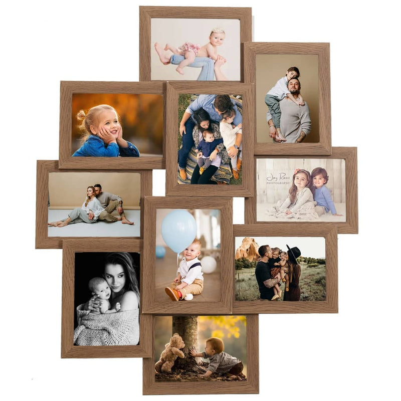 Load image into Gallery viewer, Vidaxl fotolijst voor 10x(10x15 cm) foto mdf lichtbruin

