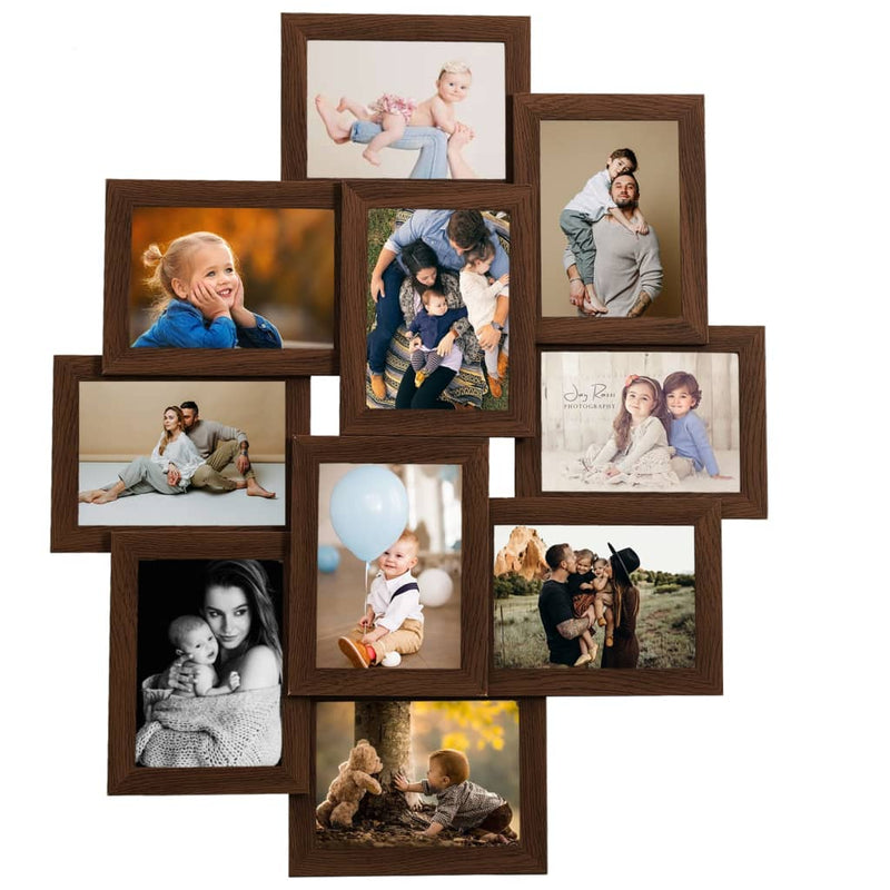 Load image into Gallery viewer, Vidaxl fotolijst voor 10x(13x18 cm) foto mdf donkerbruin
