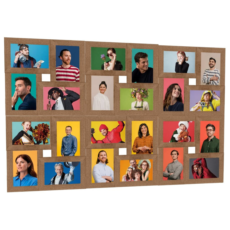 Load image into Gallery viewer, Vidaxl fotolijst voor 24x(13x18 cm) foto mdf lichtbruin
