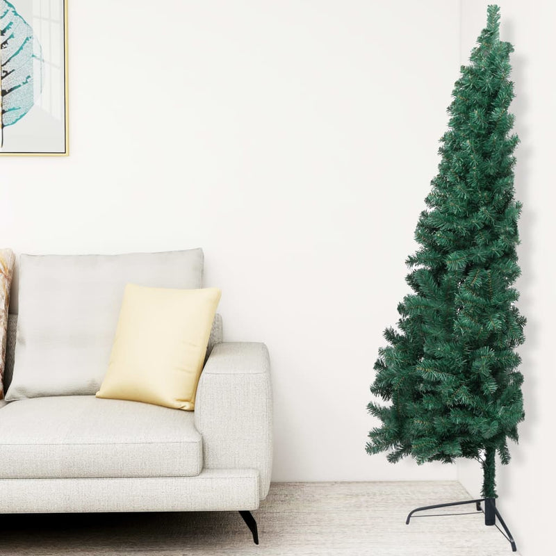 Load image into Gallery viewer, VidaXL Kunstkerstboom met verlichting en kerstballen half 150 cm groen
