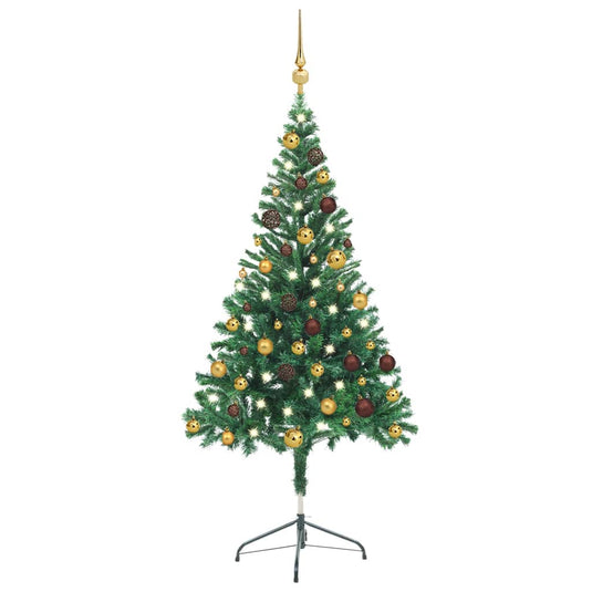 VidaXL Kunstkerstboom met verlichting en kerstballen 380 takken 150 cm