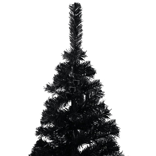 VidaXL Kunstkerstboom met verlichting en kerstballen 150 cm PVC zwart
