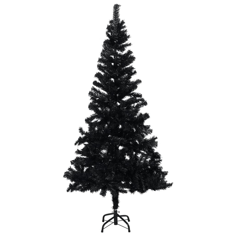 Load image into Gallery viewer, VidaXL Kunstkerstboom met verlichting en kerstballen 180 cm PVC zwart
