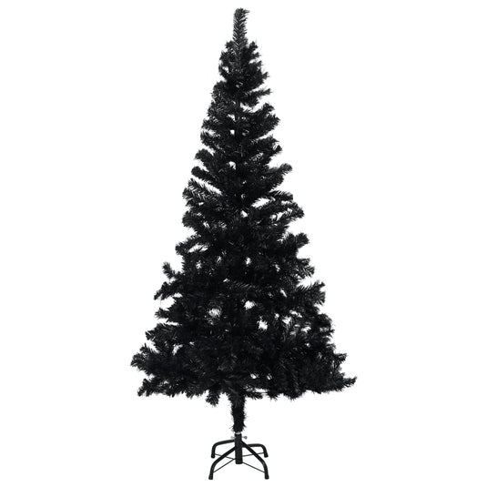 VidaXL Kunstkerstboom met verlichting en kerstballen 180 cm PVC zwart