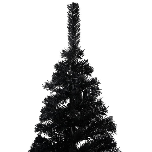 VidaXL Kunstkerstboom met verlichting en kerstballen 180 cm PVC zwart