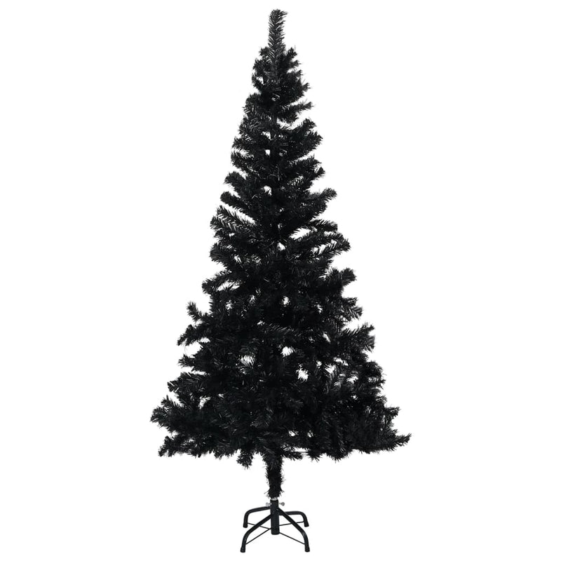 Load image into Gallery viewer, VidaXL Kunstkerstboom met verlichting en kerstballen 240 cm PVC zwart
