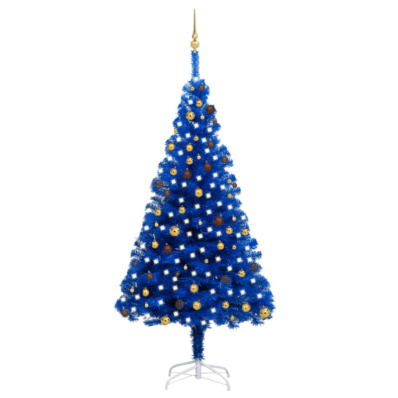 Load image into Gallery viewer, VidaXL Kunstkerstboom met verlichting en kerstballen 240 cm PVC blauw
