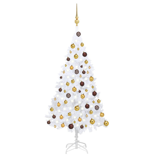 VidaXL Kunstkerstboom met verlichting en kerstballen 120 cm PVC wit