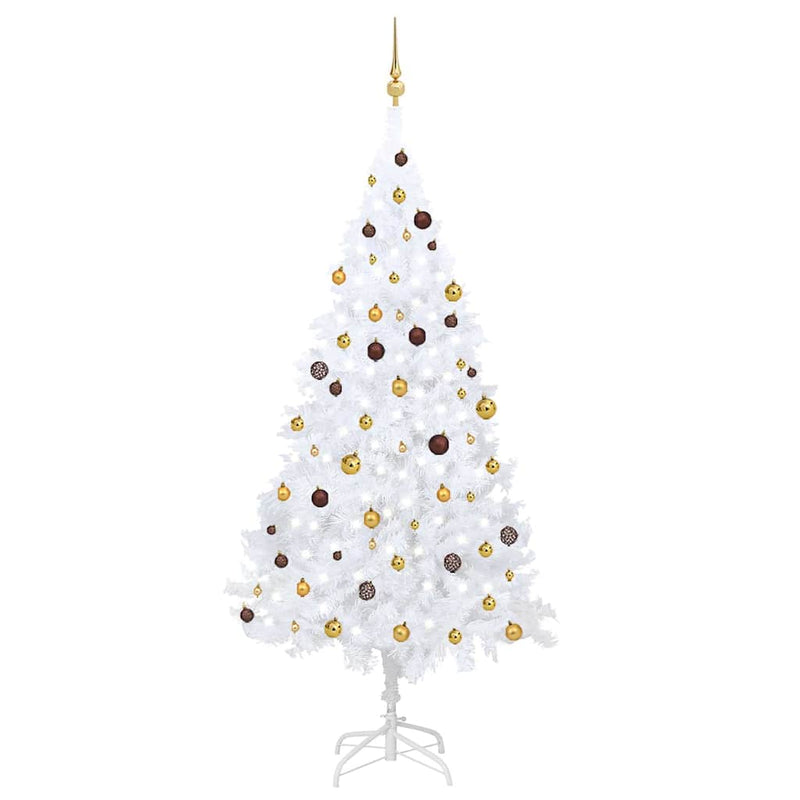 Load image into Gallery viewer, Vidaxl kunstkerstboom met verlichting en kerstballen 240 cm wit
