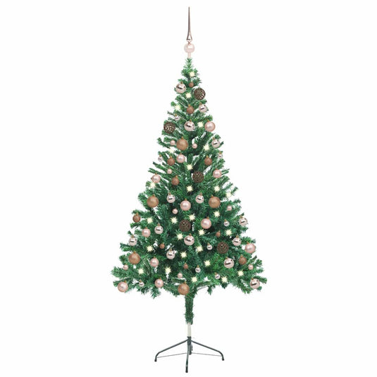 Vidaxl kunstkerstboom met verlichting en kerstballen 380 takken 150 cm