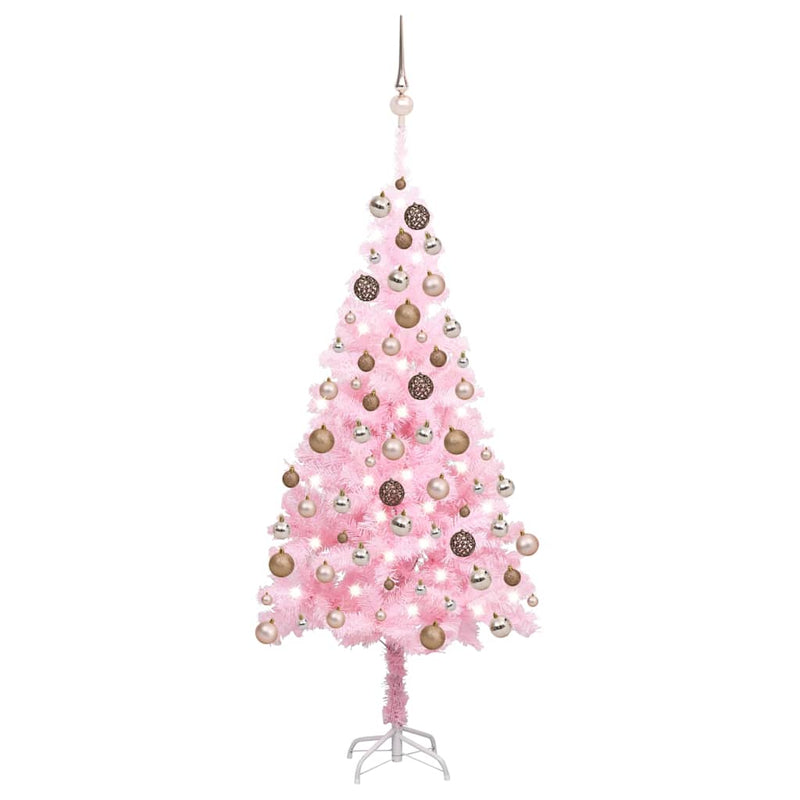 Load image into Gallery viewer, Vidaxl kunstkerstboom met verlichting en kerstballen 180 cm pvc roze
