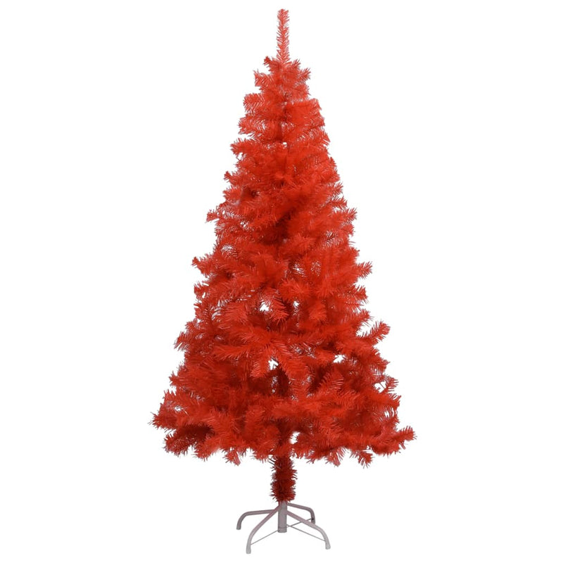 Load image into Gallery viewer, VidaXL Kunstkerstboom met verlichting en kerstballen 150 cm PVC rood
