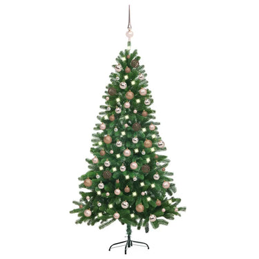 Vidaxl kunstkerstboom met verlichting en kerstballen 150 cm groen