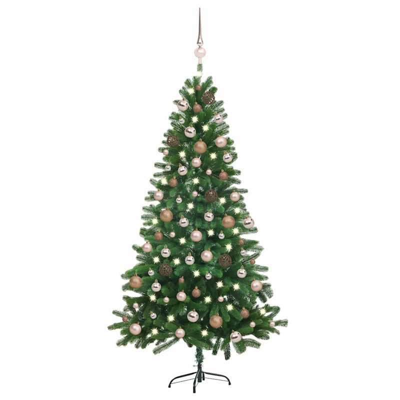 Load image into Gallery viewer, Vidaxl kunstkerstboom met verlichting en kerstballen 180 cm groen
