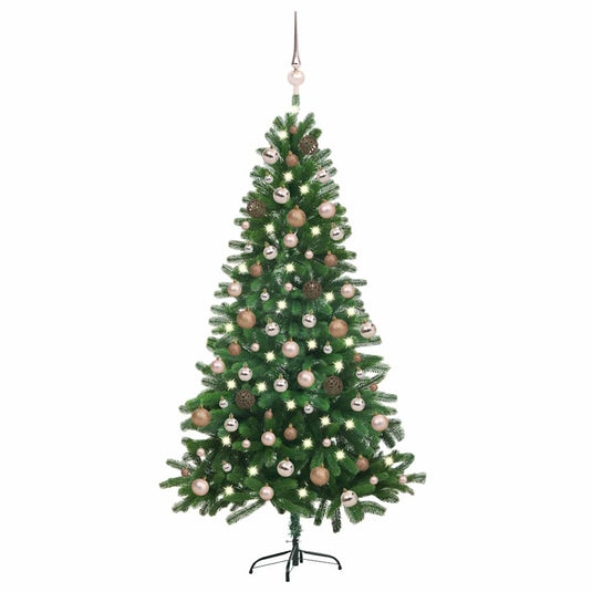 Vidaxl kunstkerstboom met verlichting en kerstballen 180 cm groen