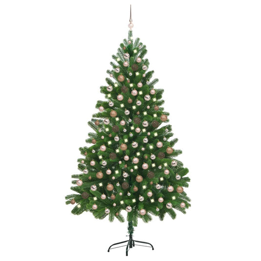 VidaXL Kunstkerstboom met verlichting en kerstballen 210 cm groen