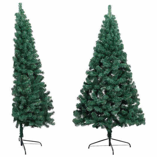 Vidaxl kunstkerstboom met verlichting en kerstballen half 210 cm groen