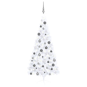 VidaXL Kunstkerstboom met verlichting en kerstballen half 180 cm wit