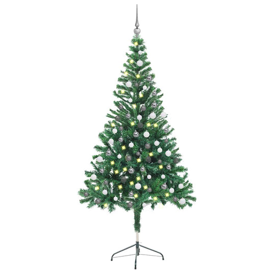 Vidaxl kunstkerstboom met verlichting en kerstballen 380 takken 150 cm