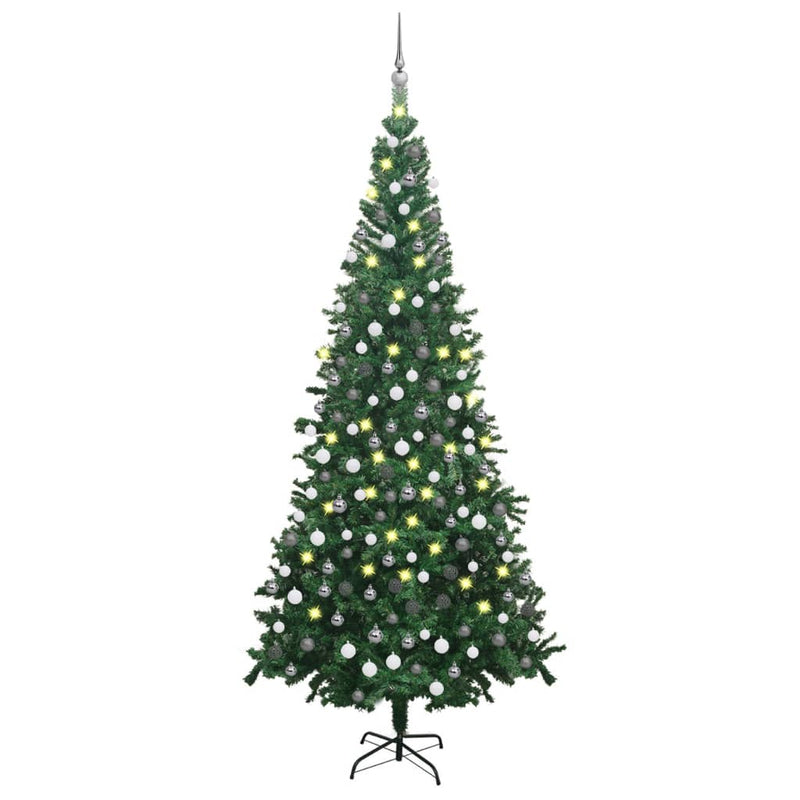 Load image into Gallery viewer, Vidaxl kunstkerstboom met verlichting en kerstballen l 240 cm groen
