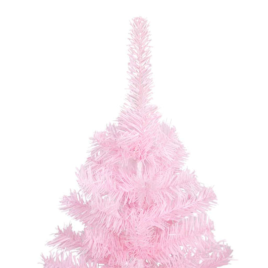 Vidaxl kunstkerstboom met verlichting en kerstballen 150 cm pvc roze